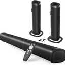 Puriom Sound Bar for Smart TV, 100W Sound Bar with Bluetooth 5.3/ARC/Opt/AUX Connect, 2-in-1 Detachable Home Soundbar, Home Theater Speaker & Bass Effect, for TV/PC/Projectors (Black)