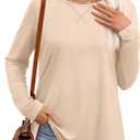 OFEEFAN Womens Long Sleeve Basic Shirts Crew Neck Fall Tops Outfits Clothes 2024 (S)