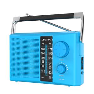 LEOTEC AM/FM Radio with Best Reception, AC or Battery Operated Portable Radio with Big Speaker, Large Tuning Knob, Clear Dial, Earphone Jack for Gift, Elder, Home (Blue) 