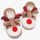 ASHION Women's Cute Fuzzy Reindeer House Slippers Stuffed Animal Bedroom Slippers Cozy Christmas Indoor Shoes, Size 36