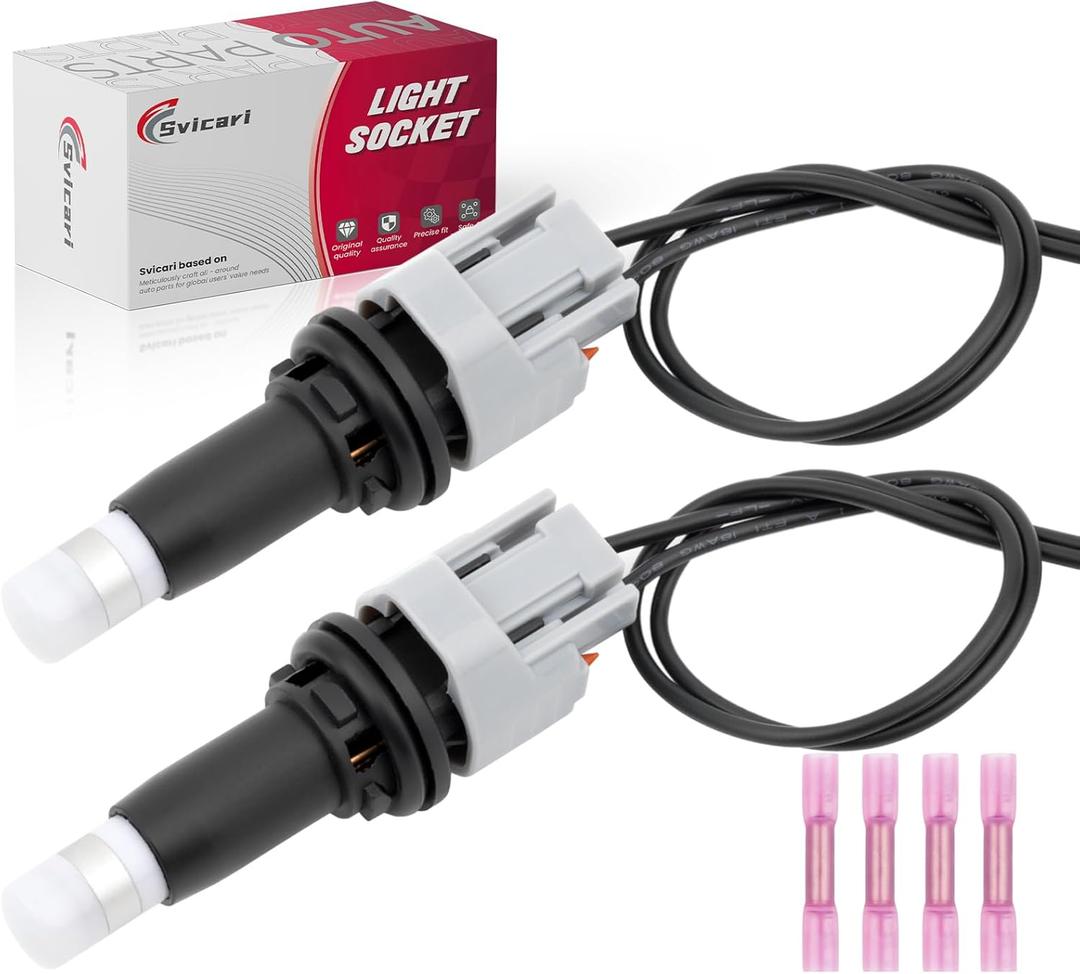 2PCS Headlight Side-Marker light Socket with Wire Harness w/Connector and T10 LED Bulb Fit for Toyota 4Runner Camry 4Runner Highlander for Lexus ES330 GX460 IS250 LS460 Replace #90075-60077