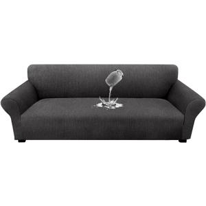 Waterproof Couch Cover, Stretch Non-Slip Oversized Sofa Slipcover with Elastic Bottom Stay-in-Place - Leakproof Furniture Protector for Kids & Pets - Washable (Oversized Sofa, Dark Gray)