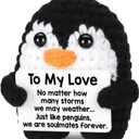 Gifts for Him Her Boyfriend Girlfriend, To My Love Handmade Crochet Mini Penguin Anniversary Birthday Gifts for Women Men, Romantic Valentines I Love You Gifts for Wife Husband Couples Cute Decor