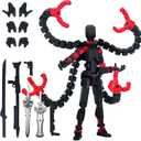 Already Assembled T13 Action Figure Accessories,Dummy 13 T13 Multi-Jointed Movable,for Collectors Desktop Decorations t-13 Movability 3D Printed Toys (Black Red)
