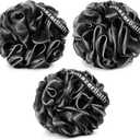 AmazerBath Loofah Sponge, Shower Loofah for Men and Women - Body Scrubber Loofa Set of 3 Classic Black & White Edge, Bath Sponge 60g/PCS