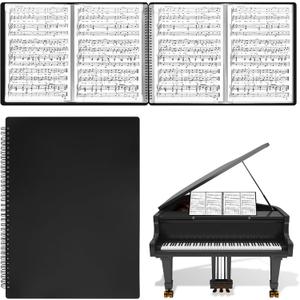 Sheet Music Folder 4 Pages Expand Piano Sheet Music Binder 30 Sleeves 60 Pages A4 Size Black Double Side Writable Choir Folder for Marching Band Piano Fits Letter Size (8.5x11in/216mmx279mm)