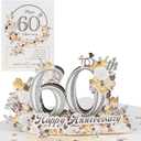 Happy Anniversary Card, Milestone 3D Pop Up Greeting Card for Marriage, Soulmates, Celebration, Being Together, Congratulations for Couples, Husband, Wife (60th Anniversary)
