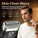 Electric Foil Shaver for Men: Mini Electric Razor for Face/Beard - 3 Floating Blades Cordless Razor with LED Display - IPX7 Waterproof Wet Dry Shaving for Travel & Home, USB Type C