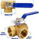 3 Way Valve 1 Inch DN25 Brass Ball Valve T Port T-Type Three-Way Tap Standard Port NPT Female Thread Pipe Valve for Water Oil and Steam
