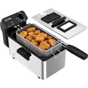 OSTBA Electric Deep Fryer with Basket, 3.2QT Stainless Steel Countertop