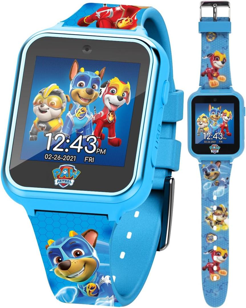 Accutime Paw Patrol Smart Watch with Camera for Kids and Toddlers - Interactive Smartwatch for Boys & Girls Featuring Games, Voice Recorder, Calculator, Pedometer, Alarm, Stopwatch, with USB Cable (Blue)