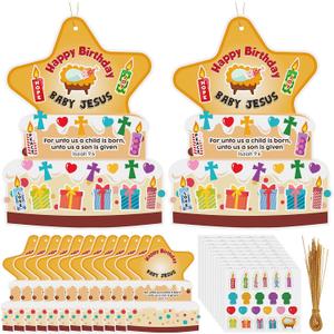 Sotiff 30 Sets Christmas Nativity Craft Sticker Make a Jesus Birth Scene Craft Happy Birthday Jesus Ornament for Christian Party Favor Religious Game Church Activities Sunday School Classroom Decor