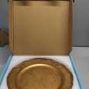 MAONAME 13" Gold Charger Plates Set of 6, Plastic Charger for Dinner Plates, Round Embossed Plate Chargers, Antique Chargers for Table Setting, Wedding