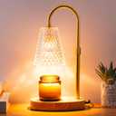 Candle Warmer Lamp Electric Timer - Candles Wax Warmers Glass Lamps for Jar Candles Burner No Flame Scented Melting Warming Lantern Adjustable Height Dimmable Light with 2 Bulb for Home Living Bedroom (Transparent)