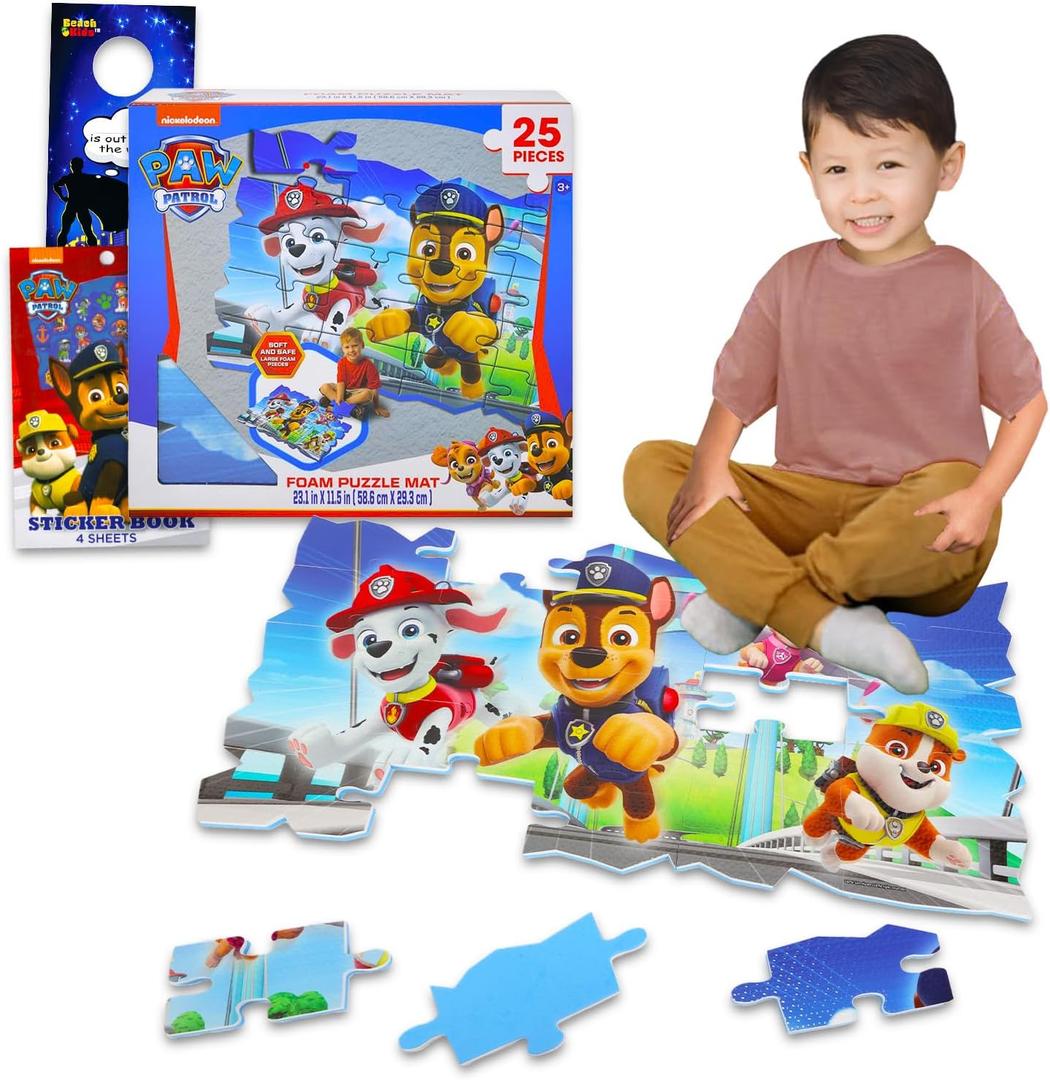 Paw Patrol Foam Puzzle for Toddlers, Kids - 25 Piece Jigsaw Puzzle Playset Plus Stickers and More | Boys and Girls Floor Puzzles