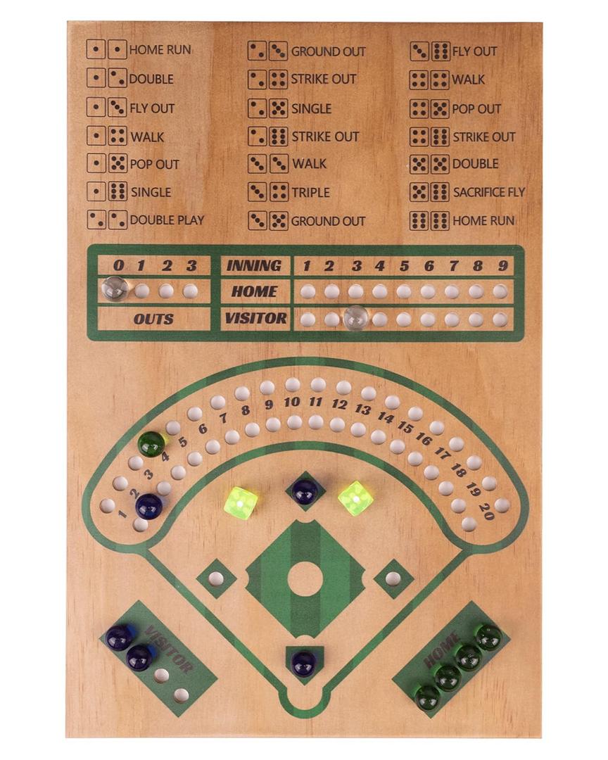 Baseball Board Game,Baseball Dice Board Game,Solid Wood,12 Colourful Beads and Dice,Manual Included,Portable,Perfect for Home Party,Family Night and Road Trip (Rectangular)