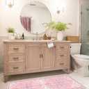 Seavish Vintage Bathroom Runner Rugs, 18"x47" Pink Bathroom Rugs Non Slip Washable, Boho Oriental Bath Mat for Tub, Soft Velvet Farmhouse Decor Bath Rug for Bathtub Sink Laundry Room