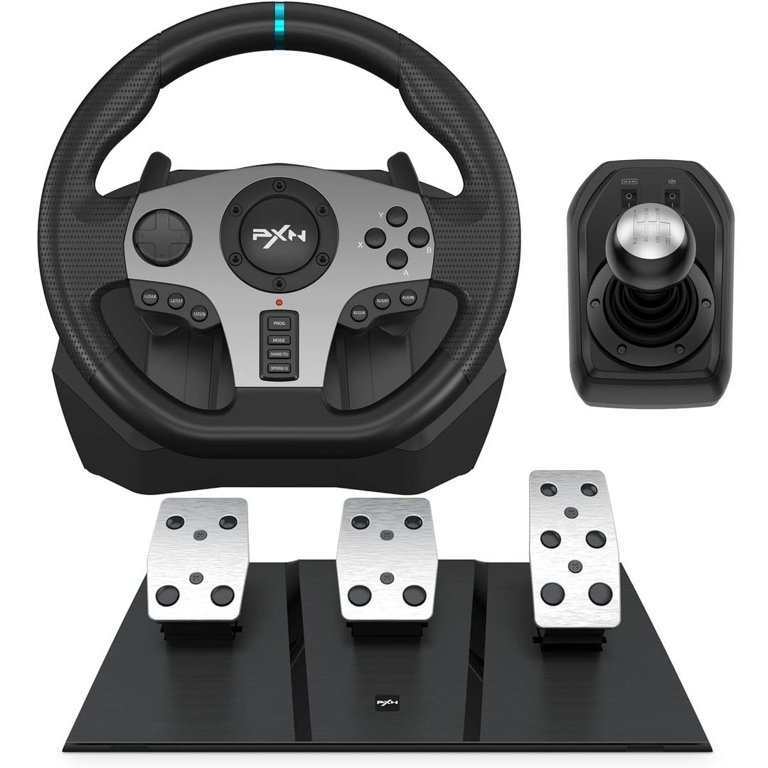 PXN Racing Wheel - Steering Wheel V9 Driving Wheel 270/ 900 Degree Vibration Gaming Steering Wheel with Shifter and Pedal for PS4, PC, PS3, Xbox Series X|S, Xbox One(V9)