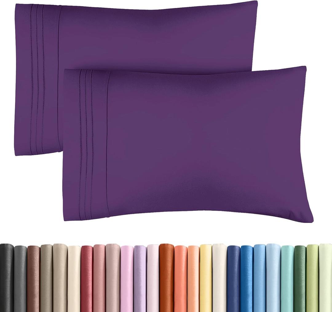 Queen Pillow Cases Set of 2 - Ultra Soft Hotel Quality Pillowcase Covers - Comfy, Cozy & Wrinkle Free - Shrinkage, Stain and Fade Resistant - Machine Washable Pillow Protectors - 2 Piece Set - Purple