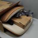 Home Office Chair No Arms with Wheels, Adjustable Height Small Desk Chair, PU Leather Mid Back 360 Swivel Computer Chair, Armless Modern Walnut Chair for Office, Reading Meeting Room(Beige) (MCM Style)