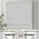 No Drill Roman Shades Cordless Blinds Blackout for Indoor Windows, Room Darkening Black Out Tension Rod No Hardware No Tools Inside Mount,Shade Size 38 Inch Wide 64 Inch High,Greyish White