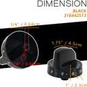 316442513 Stove Knob Black Gas Oven Range Control Assembly Compatible with Frigidaire, Kenmore, Sears Burner (4PACK)