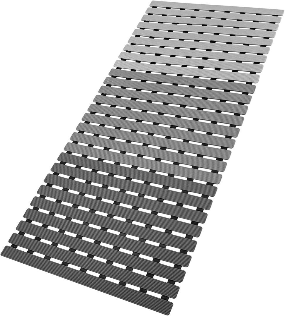 MBOSS Bath Tub Shower Mat Non Slip Bathtub Mats for Bathroom Shower Floor Mat Bath Mats for Shower Tub Anti Slip Shower Mat with Drain Hole and Large Suction Cups (Gradient Grey, 37.5 X 15.7 Inch)