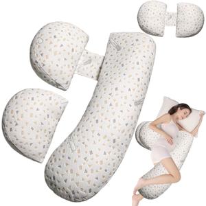 Pregnancy Pillow for Women - Maternity Pillow for Back Pain Relief & Full Body Support, Soft Sleeping Pillow with Removable Cover for Side Sleepers and Pregnancy (White)