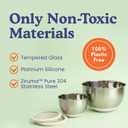 Ziruma Non-Toxic Mixing Bowls with Lids Set, Stainless Steel & Glass, 5 Pcs Plastic Free Bowls with Silicone Non-Slip Base, Dishwasher Safe Mixing Bowl Set, 9.4 inches x 5.5 inches
