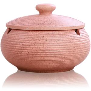 Lependor Ceramic Ashtray with Lids,Windproof,Cigarette Ashtray for Indoor or Outdoor UseAsh Holder for Smokers,Desktop Smoking Ash Tray for Home Office Decoration - Pink