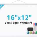 MaxGear Double-Sided Dry Erase Board for Wall, 16"x12" Hanging Whiteboard, Small Dry Erase White Board with 3 Markers&4 Magnets, Portable Whiteboard for Students - Planning, Drawing, Memo, to Do List