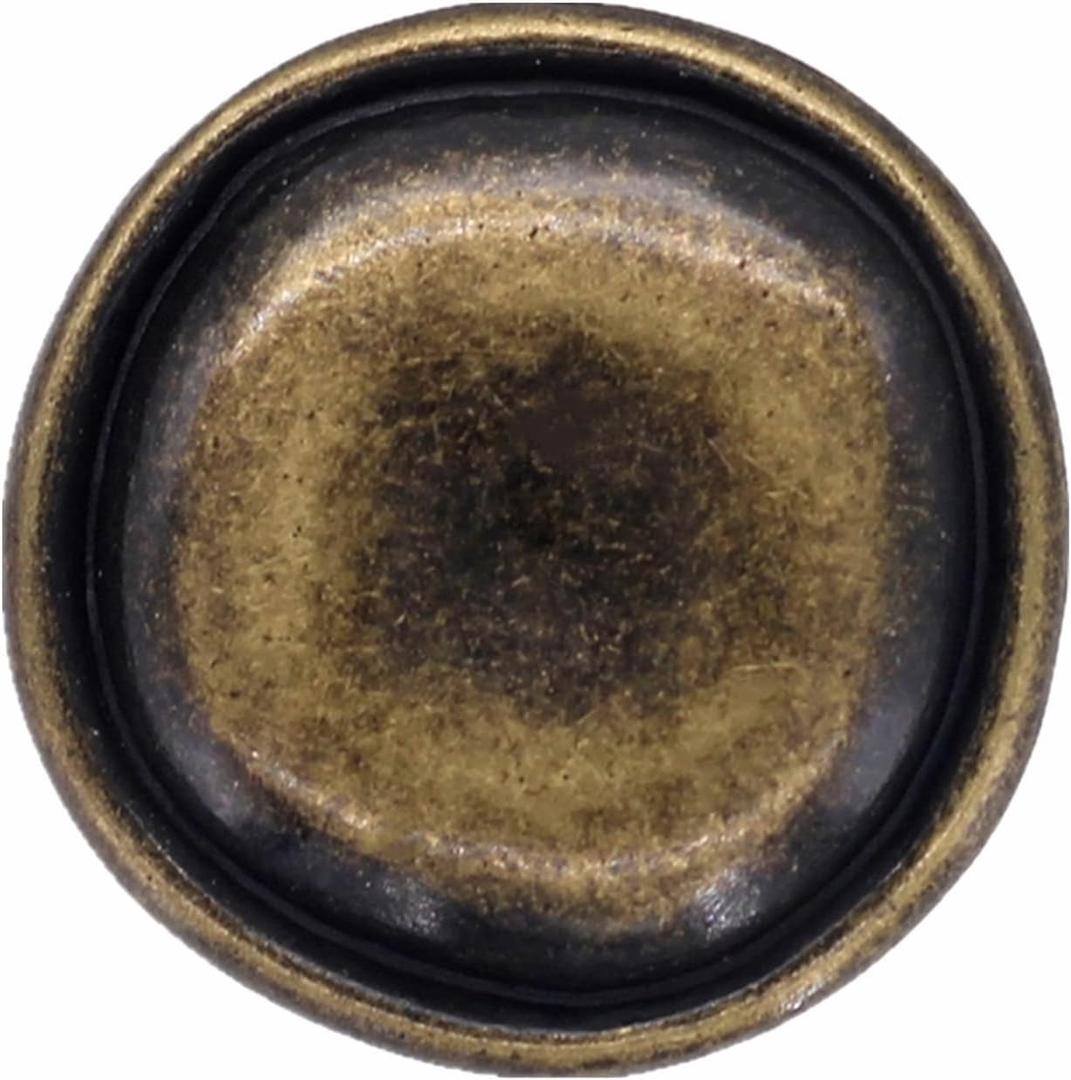 Bezelry 12 Pieces Rustic Round Metal Shank Buttons. 23mm (7/8 inch) (Antique Brass)