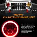 7 Inch Led Headlights Halo Angel Eyes Red DRL Amber Turn Signal Lights DOT Approved H6024 Headlight -LED Headlight Offroad Light Angle Eyes Compatible with Wrangler JK TJ LJ Motorcycle