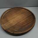 12 inch Large Round Decorative Tray Wood Bathroom Counter Organizer Farmhouse Kitchen Decor Wooden Riser for Perfume Soap Dish Wood Decorative Candle Holders for Home Decor Brown Table Centerpieces