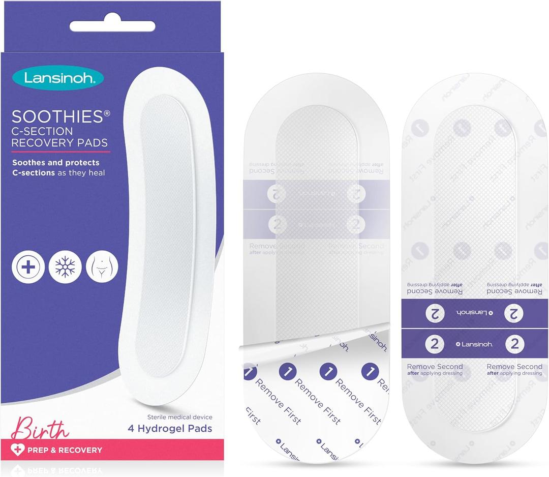 Lansinoh C-Section Recovery Pads, Postpartum C Section Essentials, 3 Sterilized Pads Provide Cooling Relief to Scar Area, C Section Recovery Must Haves, Great for Baby Registry