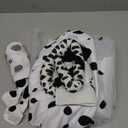 AOTHSO 8 Pcs Halloween Dalmatian Dog Costume Set for Women Long Sleeve Shirt Headband Tutu Skirt Knee High Socks Tie Sticker (Small)