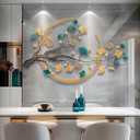 QXSXKJ 3D Metal Wall Art Decor for Living Room Large Modern Wall Sculptures Gold, 59'' Metal Wall-mounted Home Decoration, Creative Ginkgo Décor for Living Room Dining Room Bedroom (ginkgo leaf), 59"L x 32"W