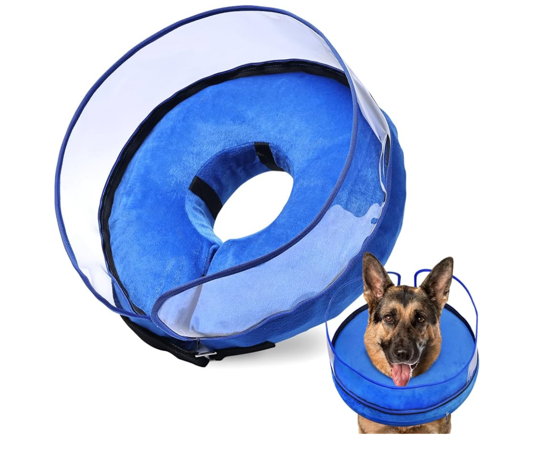 BARKLESS Dog Cone, Inflatable Dog Cone After Surgery for Large Breeds, Soft Surgery Collar with Enhanced Anti-Licking Guard Shield for Pets, Patented Protective Donut Collar (XL (Neck: 18"-23"), Blue)