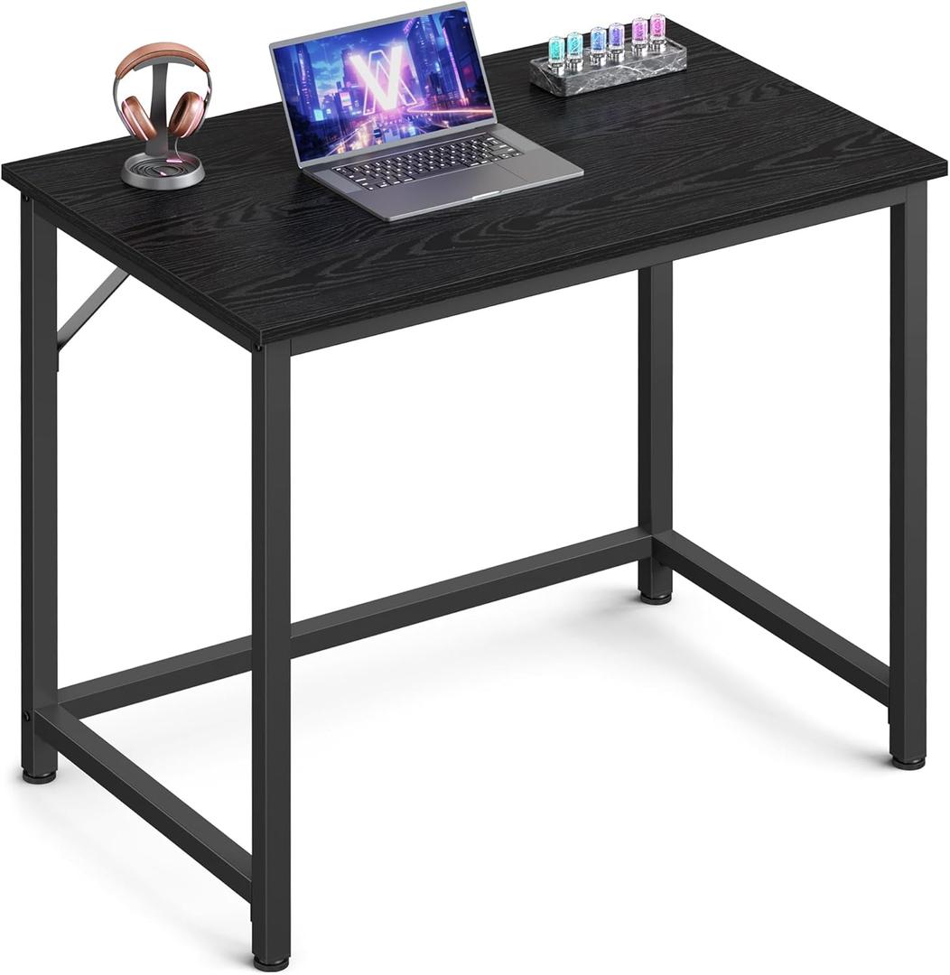 VASAGLE Computer Desk, Office Work Desk, 31.5 x 19.7 x 29.9 Inches, for Study, Bedroom, Home Office, Living Room, Ebony Black and Ink Black ULWD038B56