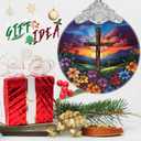 2 x Cross Spring Flower Stained Glass Orament - Christmas Ornament - Christmas Decorations for Tree - Holiday Present ldeas - Gift Exchange