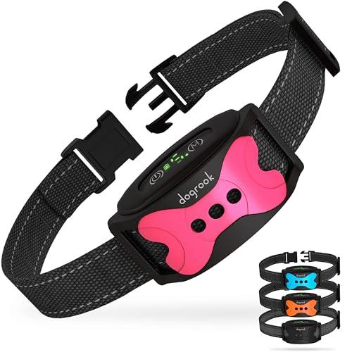 DogRook Rechargeable Dog Bark Collar - No Shock Dog Training Smart Collar - Beep & Vibration Stop Barking Dog Devices - No Bark Collar - Martingale Collars for Large Dog, Medium & Small - 12-110 lbs
