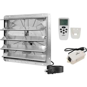 iLIVING 20" Shutter Exhaust Fan with Wireless Smart Remote Controlled Thermostat and Humidity, Variable Speed Wall Mounted Attic Vent Fan, Chicken Coop Ventilation, 3368 CFM, 5000 SQF Coverage Area