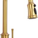 Gold Brushed Nickel Kitchen Faucet with Pull Down Sprayer, Vintage 3 Mode Sprayer Kitchen Sink Faucet for Praticial Use, Antique Farmhouse Style, Deck Mount