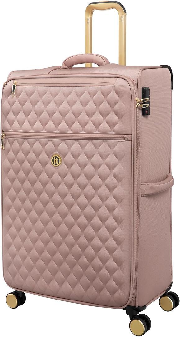 It Luggage Glimmering 32" Softside Checked 8 Wheel Expandable Spinner, Mink Gold, Large