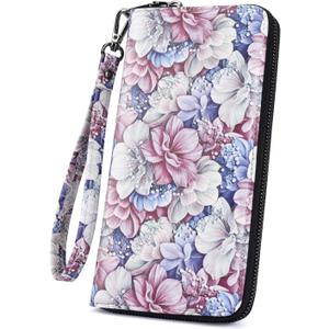 APHISON Wallet Women Large Capacity Clutch Purse For Ladies Card Holder RFID Wristlet Phone Zipper Coin Travel Pocket (5-003)