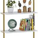 Ladder Shelf 6 Tiers Marble White Modern Bookshelf Open Tall Wall Mount Bookcase Standing Leaning Wall Shelves Industrial Decorative Living Room Bed Room (1 PC 23.6IN)