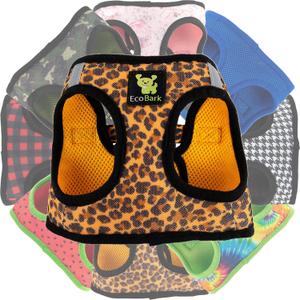 EcoBark Step in Dog Harness - Eco-Friendly Teacup Dog Harnesses for XXS, XS, and Small Dogs - Reflective and Adjustable Mini Body Halter Vest -Tiny Soft Mesh Harness Under 5 lbs (Leopard, XXXS) (XXXS- 2 to 3 lbs- Chest up to 10 in (Pack of 1), Cheetah Print)