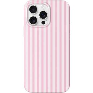 Hython for iPhone 14 Pro Max Case Cute Striped Aesthetic Design Simple Stripes Cover 6.7", Thin Slim Soft TPU Bumper Shockproof Rubber Protective Phone Cases for Women Girls Girly Boys, Pink and White