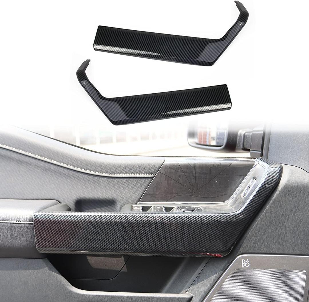 Korlot Carbon Fiber Interior Door Handle molding Cover Trims for Ford F150 2021+ for 2023-2025 F250 F350 Super Duty (Front Door)