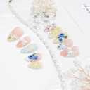 Short Almond Press on Nails Summer Fruit Fake Nails with 3D Lemon Blueberry Bow Designs Cute Press Ons French Tip False Nails Glossy Acrylic Artificial Full Cover Glue on Nails for Women DIY